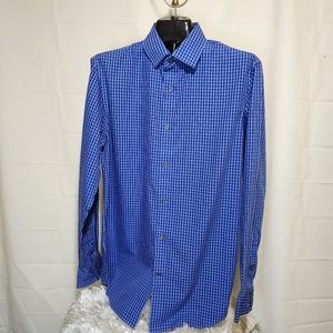 Banana Republic Non-Iron Slim Fit Long Sleeve Plaid Men's Shirt, Size Medium